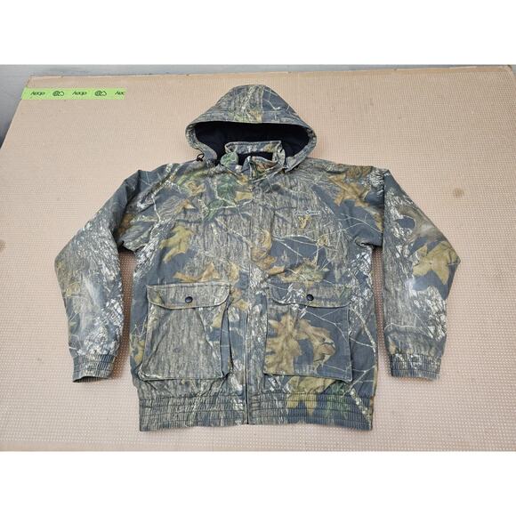 Vintage Fieldstaff Mossy Oak Camo Full Zip Fleece Hooded Jacket Sz Medium - Picture 4 of 14